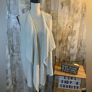 Cream Eileen Fisher Sleeveless Cardigan. Size M